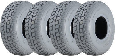 Journey 330X100 Mobility Scooter Tyres Block Pneumatic Non Marking 400-5 (Set Of 4) Grey