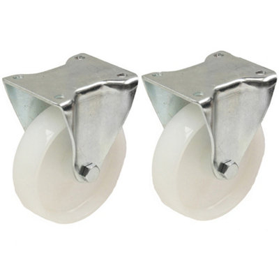 Parnells 2 - 80Mm 3" Inch Nylon Castors - Heavy Duty Fixed Castor Set 120Kg Each White