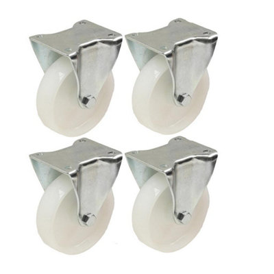 B&Q -  125mm 5" Inch Nylon CastorsHeavy Duty Fixed Castors SetSet Of 4