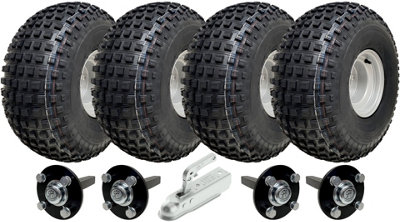 B&Q -  22X11.00-8 Twin Axle Knobby Atv Quad Trailer Kit Tow Hitch Road Legal Load 620Kg