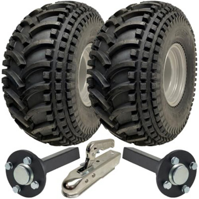 B&Q -  22X11.00-8 Open Centre P308 Atv Trailer Kit Wheels Axles & Hitch Capacity 310Kg
