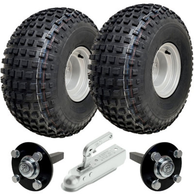 B&Q -  22X11.00-8 Knobby Atv Quad Trailer Kit Wheels Axles Hitch Load Capacity 310Kgs