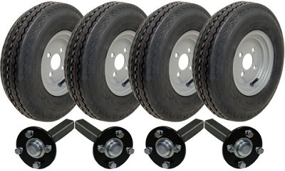Journey 4.80/4.00-8 Twin Axle Trailer Kit High Speed Road Legal Wheels Hub & Stub Axles from B&Q