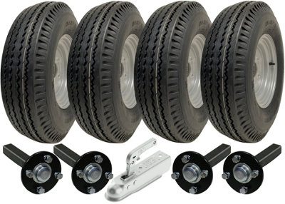 Parnells Black 5.00-10 High Speed Twin Axle Trailer Kit Road Legal Wheels, Axles & Hitch 750Kgs Size 1
