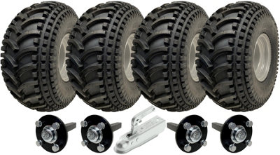 B&Q -  22X11.00-8 Open Centre P308 Atv Trailer Kit Wheels Axles & Hitch Capacity 620Kg