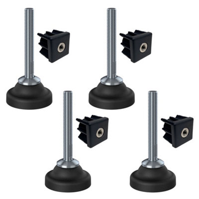 Parnells Stainless Levelling Feet M10x70 Plastic Base + Inserts 30X30 M10 1.5Mm 500Kg B&Q