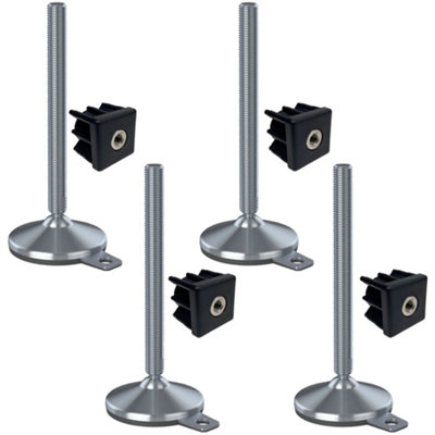 Parnells Stainless Foot M20X230 105mm BasePad & Fixing Hole+Insert 40X40X2mm-Set Of 4 from B&Q