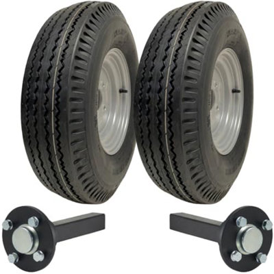 B&Q -  5.00-10 High Speed Trailer Kit Road Legal 500X10 Wheels & Hub & Stub Axles 710Kg