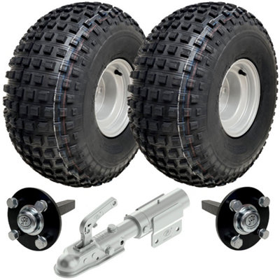 B&Q -  22X11.00-8 Knobby Atv Quad Trailer Kit Wheels Axles Swivel Hitch Max Load 310Kgs