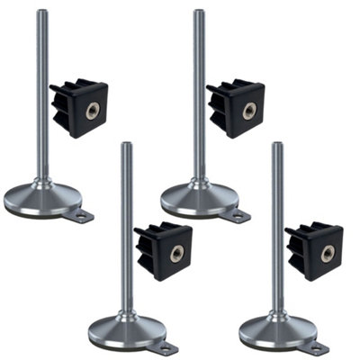 Parnells Stainless Foot M16X230 105mm BasePad & Fixing Hole+Insert 40X40X1.5mm-Set Of 4 from B&Q