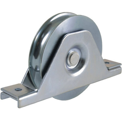 B&Q -  120mm Round Groove Wheel In 2-Hole Support Bracket