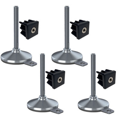 Parnells Stainless Foot M16X150 105mm BasePad & Fixing Hole+Insert 40X40X1.5mm-Set Of 4 from B&Q