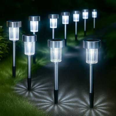 Globrite Solar Garden Lights10 Pack Stainless SteelWaterproof Led Stake Lights For Pathways Driveways & Patio Décor from B&Q