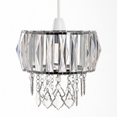 Innoteck Sparkly Ceiling Chandelier Drum Shade With Prismatic Acrylic Crystal Strips And Droplets from B&Q