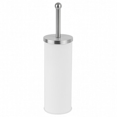 Innoteck Essentials Bathroom Toilet Brush And Holder With Matt Finish And Stainless Steel Handle - White
