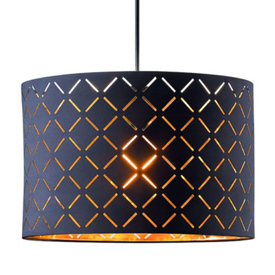 Innoteck Reflective Drum Lamp Shade - Black/Gold, 30cm Diameter - Image 5