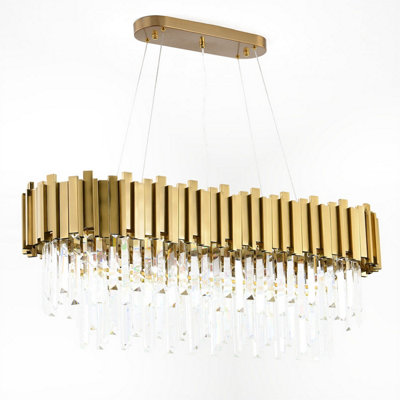 B&Q -  2618-90X32 Postmodern Gold Pendant ChandelierGenuine K9 Crystal Metal Body5 X E14.