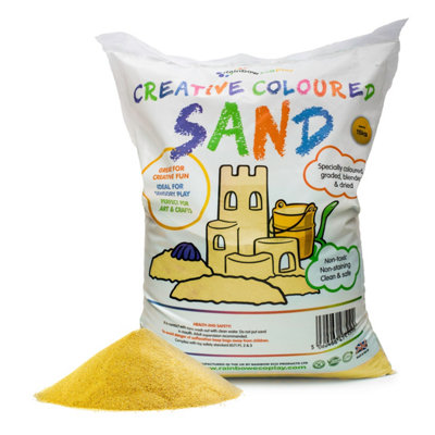 Rainbow Eco Play   Coloured Yellow Sand   15Kg   Kids 100% Natural Play Sand   Sand ArtChildrens Crafts from B&Q