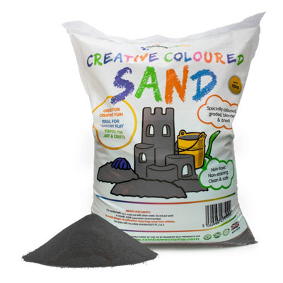 Rainbow Eco Play Coloured Play Sand Bag Charcoal Sand 15Kg  100% Natural Kids Sand Art Kits from B&Q