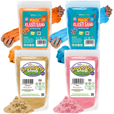 Rainbow Eco PlayMagic Elasti And Smooshy SandAssorted Colours4 X 485GMagic Sand For Kids from B&Q