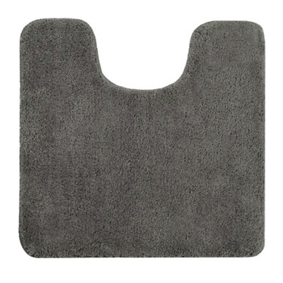 Allure Bath Fashions Grey Luxury Microfibre Pedestal Toilet Mat Non-Slip - Charcoal