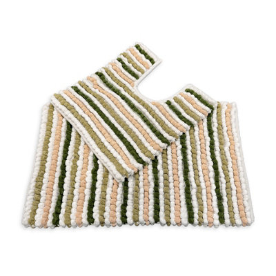 Allure Bath Fashions Chunky Bobble Striped Two Piece Bath Mat SetGreen from B&Q