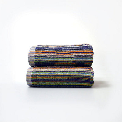 Allure Bath Fashions Recycled Cotton Hand Towels - Striped, Lightweight Remnant Yarn