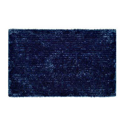 Allure Bath Fashions Velvet Chenille Bobble Bath Mat Non-SlipNavy from B&Q
