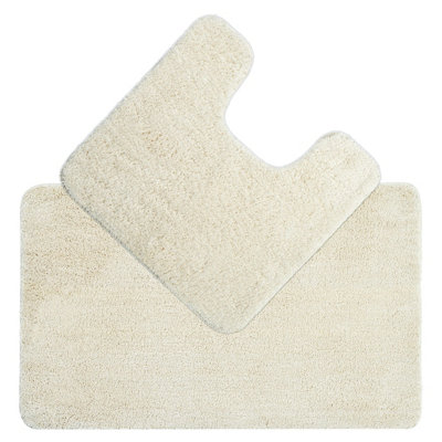 Allure Bath Fashions Deep Pile Microfibre Non Slip Bath Mat SetCream from B&Q