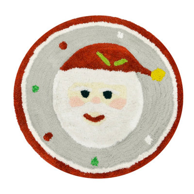 Allure Bath Fashions Christmas Tufted Santa Round Bath Mat from B&Q