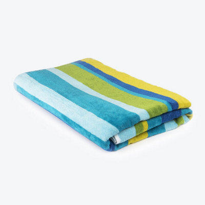 Allure Bath Fashions Velour Stripe Beach TowelBlue from B&Q