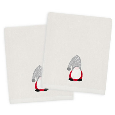 Allure Bath Fashions Cotton Hand Towels 2 Pack - Grey - Christmas Gonk Design - Image 5