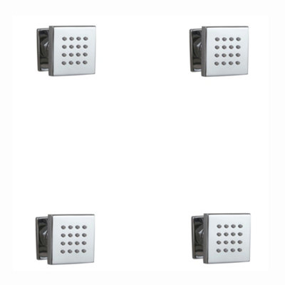 Enki Chrome Classic Timeless Bathroom Brass Anti-Limescale Rubber Nozzles Single-Spray Square Body Massager Shower Jets 4-Pack from B&Q