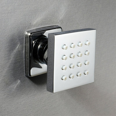 Enki Chrome Classic Timeless Bathroom Brass Anti-Limescale Rubber Nozzle Single-Spray Pattern Square Body Massager Shower Jet M02 from B&Q