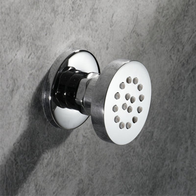 Enki Chrome Classic Timeless Bathroom Solid Brass Anti-Limescale Rubber Nozzle Single-Spray Pattern Round Body Massager Shower Jet from B&Q