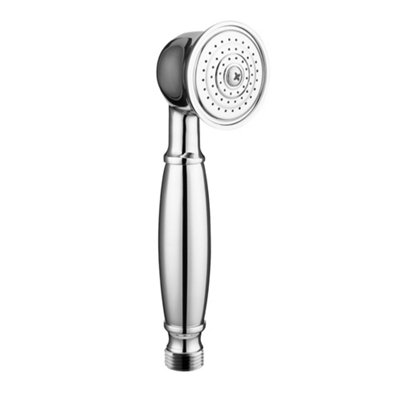 Enki Chrome Modern Traditional Bathroom Solid Brass Single-Spray Anti-Clog Nozzles Telephone Style Round Handheld Shower Head E02 from B&Q
