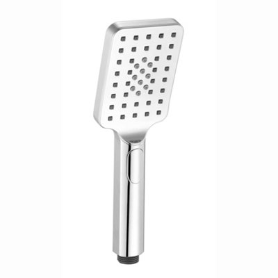 Enki Chrome Silver Modern Bathroom Single-Spray Multi-Function 3-Setting Anti-Clog Nozzles Easy Clean Square Handheld Shower Head from B&Q