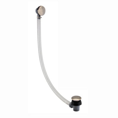Enki Antique Brass Modern Bathroom Removable Cover Round Slimline Cut To Size Pop Up Clicker Bath Waste Trap With Overflow Kit W32 from B&Q