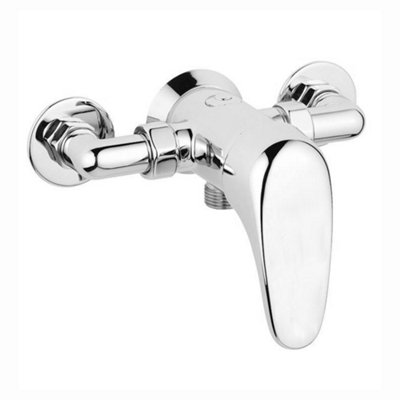 B&Q -  Bromley Chrome Silver Modern Bathroom Brass Ceramic Disk Wall Mounted Manual Exposed Single Lever Shower Mixer Valve Tap