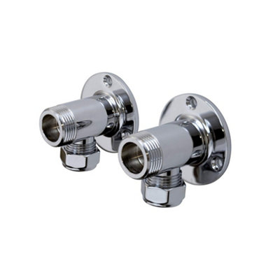 EnkiP10ChromeWall Mounted Backplate Elbows For Exposed Shower PipesShower Fixing KitSurface Mounted Pipework Fittings from B&Q