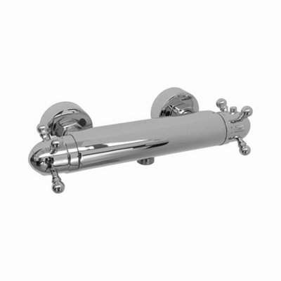 Enki Gallant Chrome Silver Traditional Bathroom Solid Brass Wall Mounted Thermostatic Built-In Anti-Scald Bar Shower Mixer Valve from B&Q