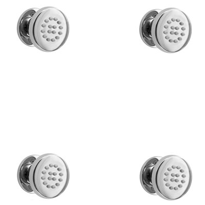 Enki Chrome Classic Timeless Bathroom Brass Anti-Limescale Rubber Nozzles Single-Spray Round Body Massager Shower Jets 4-Pack from B&Q