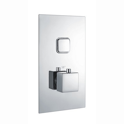 Enki Spello Chrome Modern Bathroom Brass Concealed Thermostatic Wall Mounted Square Single Outlet Triple Valve Shower Mixer Unit from B&Q