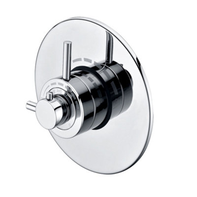 Enki Azure Chrome Modern Minimalist Bathroom Solid Brass Concealed Thermostatic Concentric Top Or Bottom Outlet Shower Mixer Valve from B&Q
