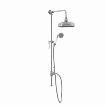 Enki Downton Chrome Traditional Bathroom Brass Rigid Riser Rail Kit W/ Watering Can Fixed Head & Round Handset (Diam) 200mm Rg042 from B&Q