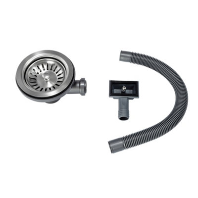 Enki Brushed Steel Modern Kitchen Metal Plastic Round Clogged Drain Prevention Sink Strainer Basket Waste Trap W/ Overflow Pipe from B&Q