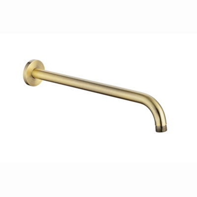 Enki Antique Brass Modern Traditional Bathroom Bronze Wall Mounted Round 1/2" Connection Replacement Part Fixed Shower Arm 320mm from B&Q