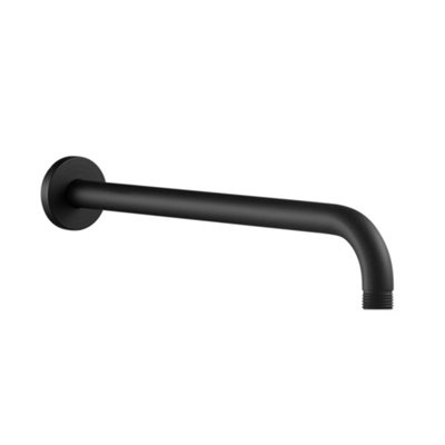 Enki Matt Black Modern Traditional Bathroom Brass Wall Mounted Round 1/2" Connection Replacement Part Fixed Shower Arm 320mm A19 from B&Q