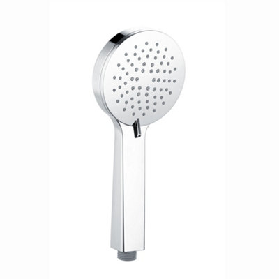 Enki Chrome Modern Bathroom Multi-Function Single-Spray Ergonomic Universal Anti-Limescale Jet Round Large Handheld Shower Head from B&Q