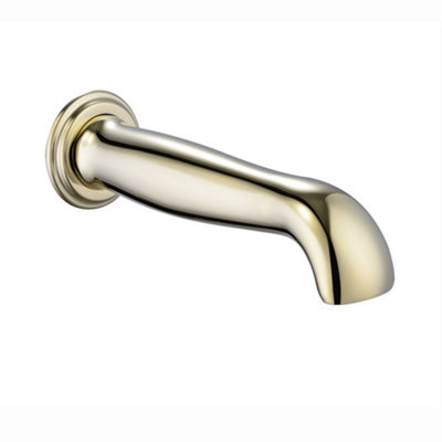 Enki English Gold Traditional Bathroom Solid Brass Wall Mounted Round Easy Install Replacement Part Bath Basin Mixer Tap Spout F06 from B&Q
